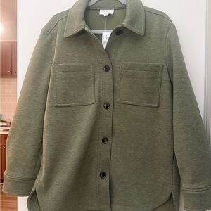 LOFT Olive Utility Button-Up Jacket